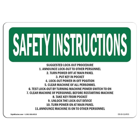 OSHA SAFETY INSTRUCTIONS, 12 Height, Decal